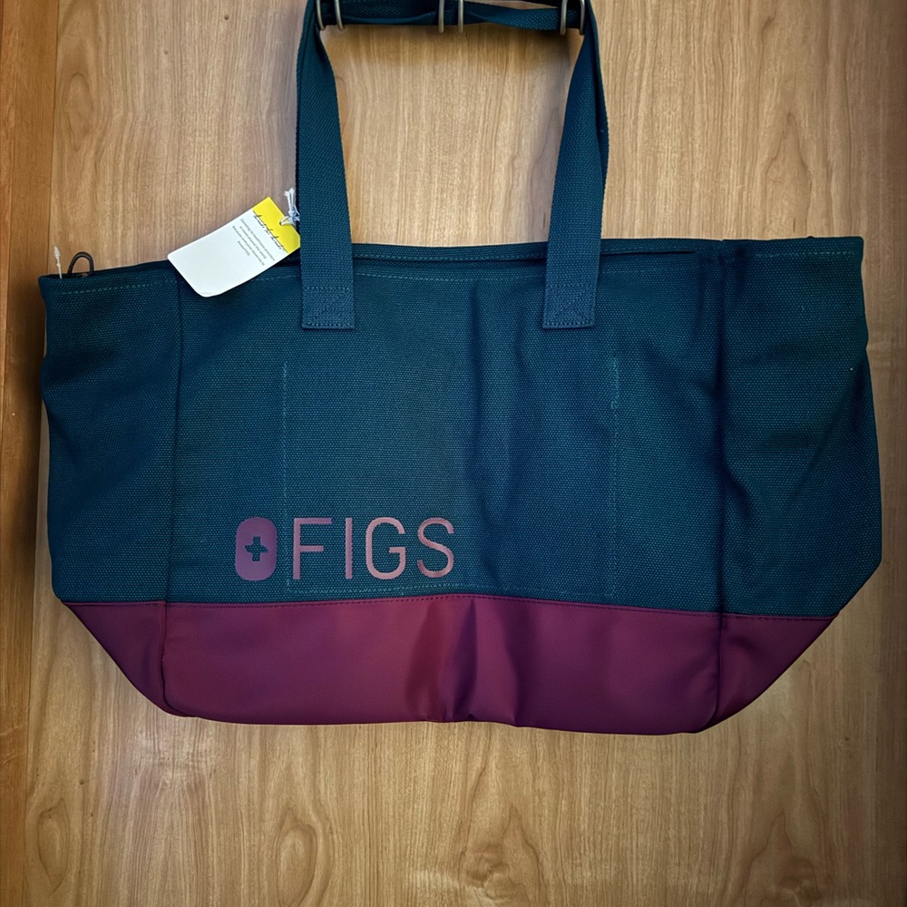 Figs Laminated Zipper Tote in Caribbean Blue